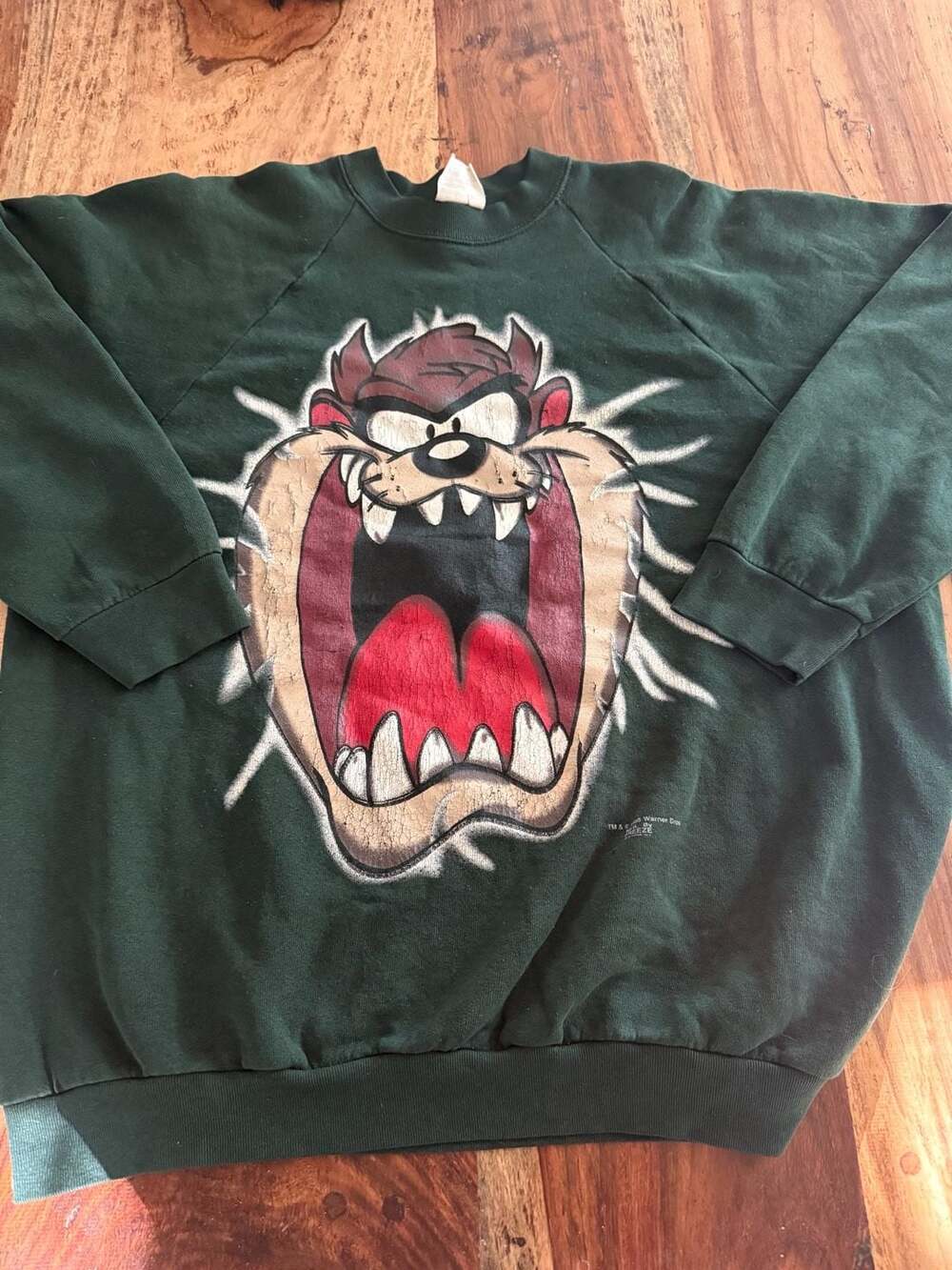 Looney Tunes Taz Crewneck Sweatshirt X-Large Green Vintage 1995